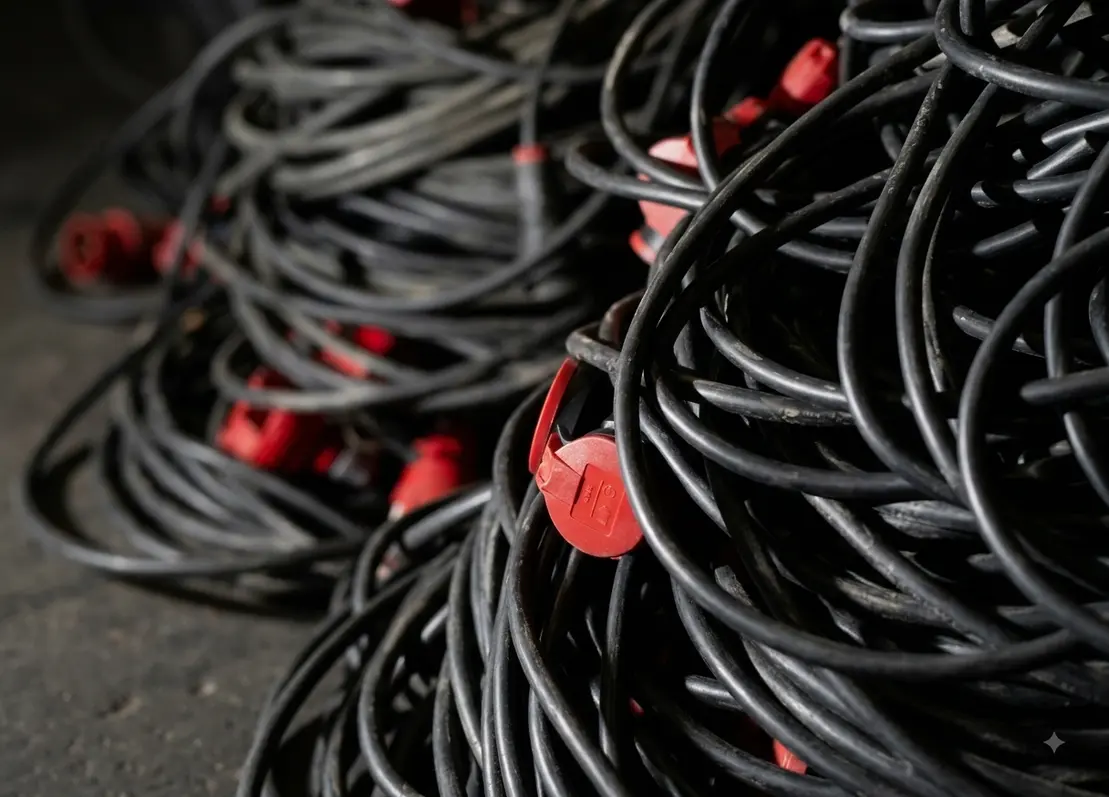 Extension lead and electrical cable on a building site