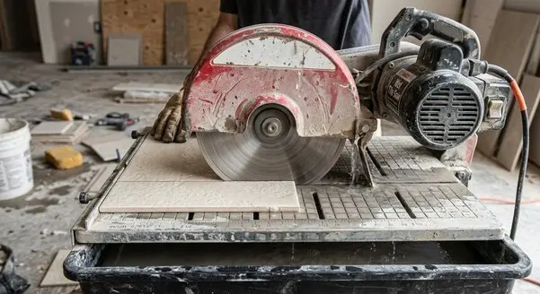 Contractor selecting a diamond blade for a construction job